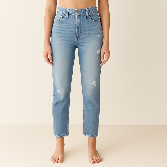 Levi's Denim - Levi’s Premium Ribcage Straight Ankle Jeans Light Wash Distressed Women’s 30